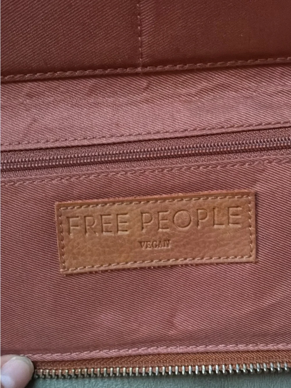 Free People Pebbled Leather Zip Wristlet - Cognac Brown